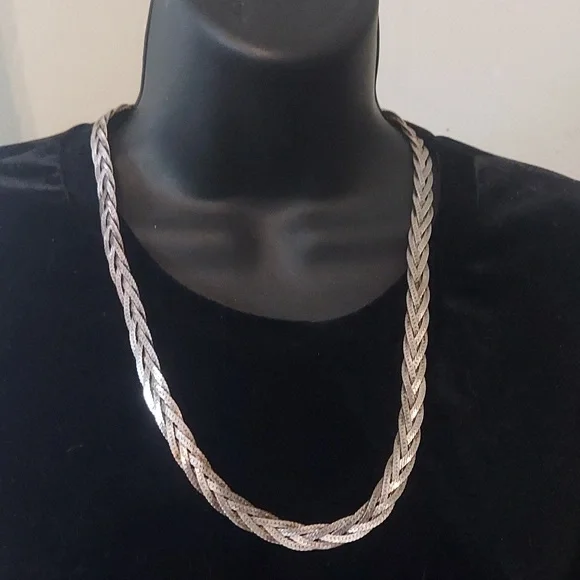 Vintage Sterling Braided Necklace - Picture 2 of 5